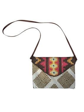 All’asta Boho Cloth & Beaded Indian Shoulder Bag made in India